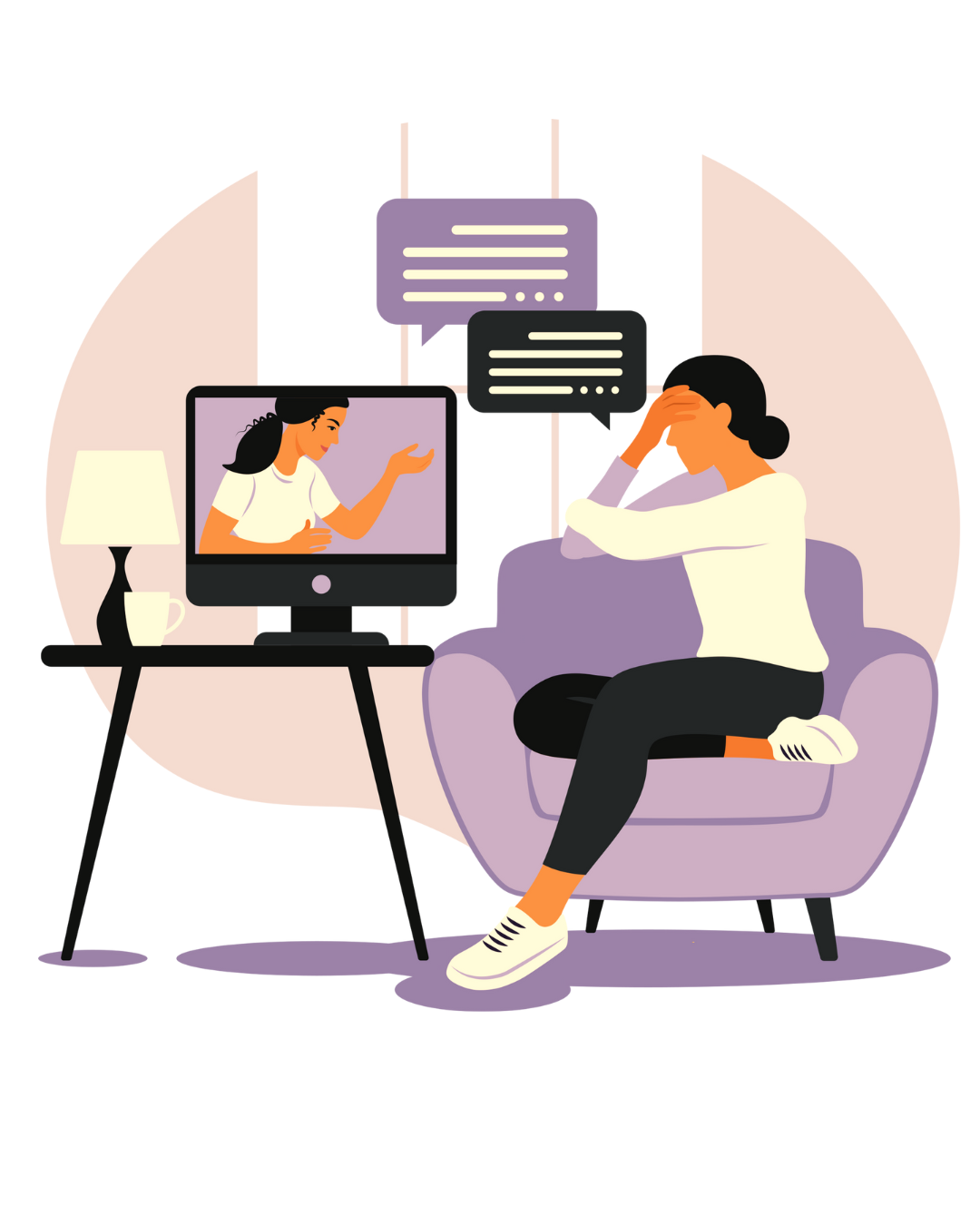 Calm telehealth therapy session setting